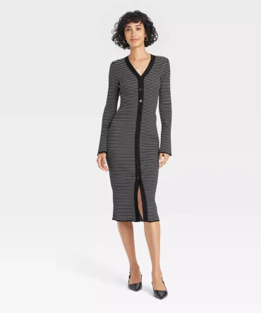 Women's Bell Long Sleeve Midi Sweater Dress