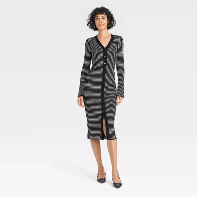 Women's Bell Long Sleeve Midi Sweater Dress