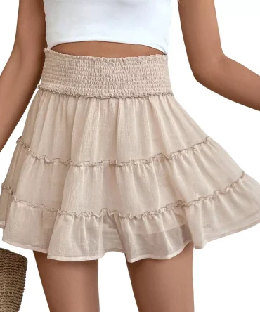 Flowy Skorts for Women Ruffle Tiered Skorts Casual High Waist Mini Skirts Tennis Golf Crochet Shorts